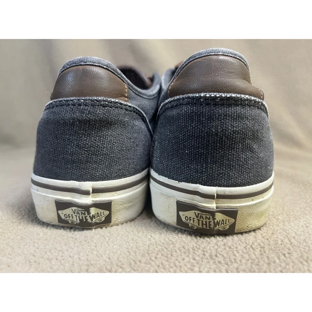 Vans Off The Wall Mens 9 Charcoal Grey Brown‎ Canvas Low Top Skate Shoes